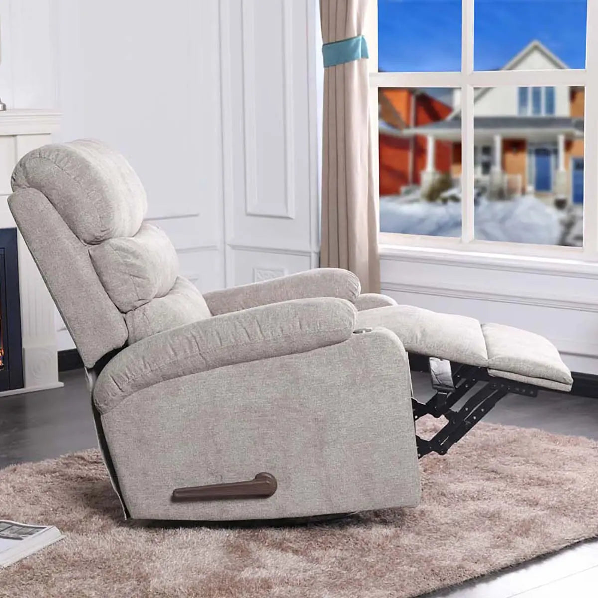 Titus Fabric Reclining Chair in Beige Titus