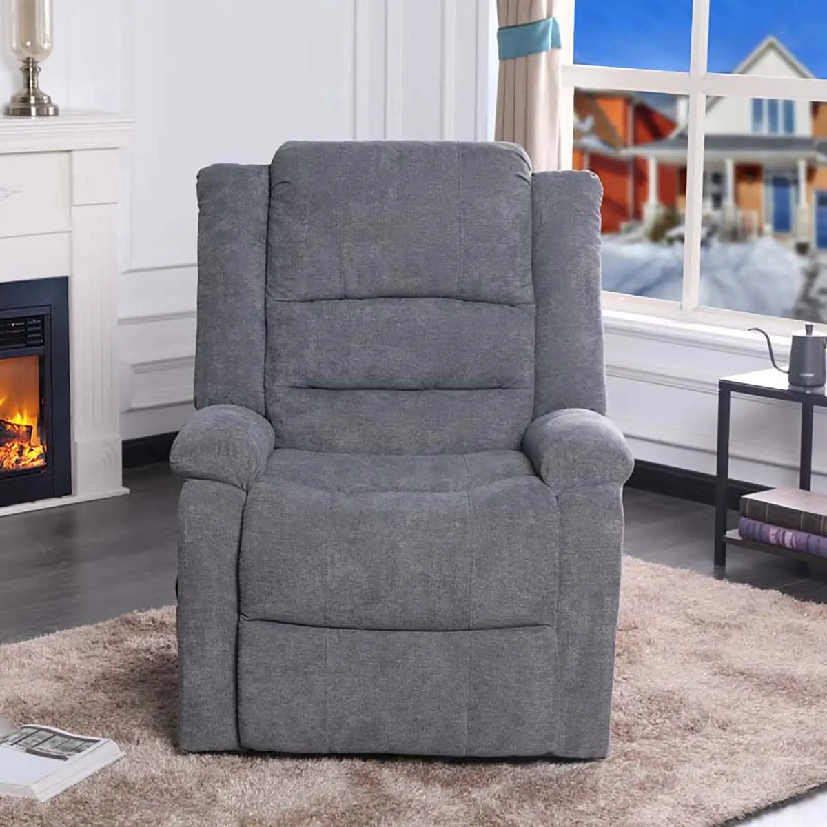 Titus Fabric Reclining Chair in Charcoal Titus