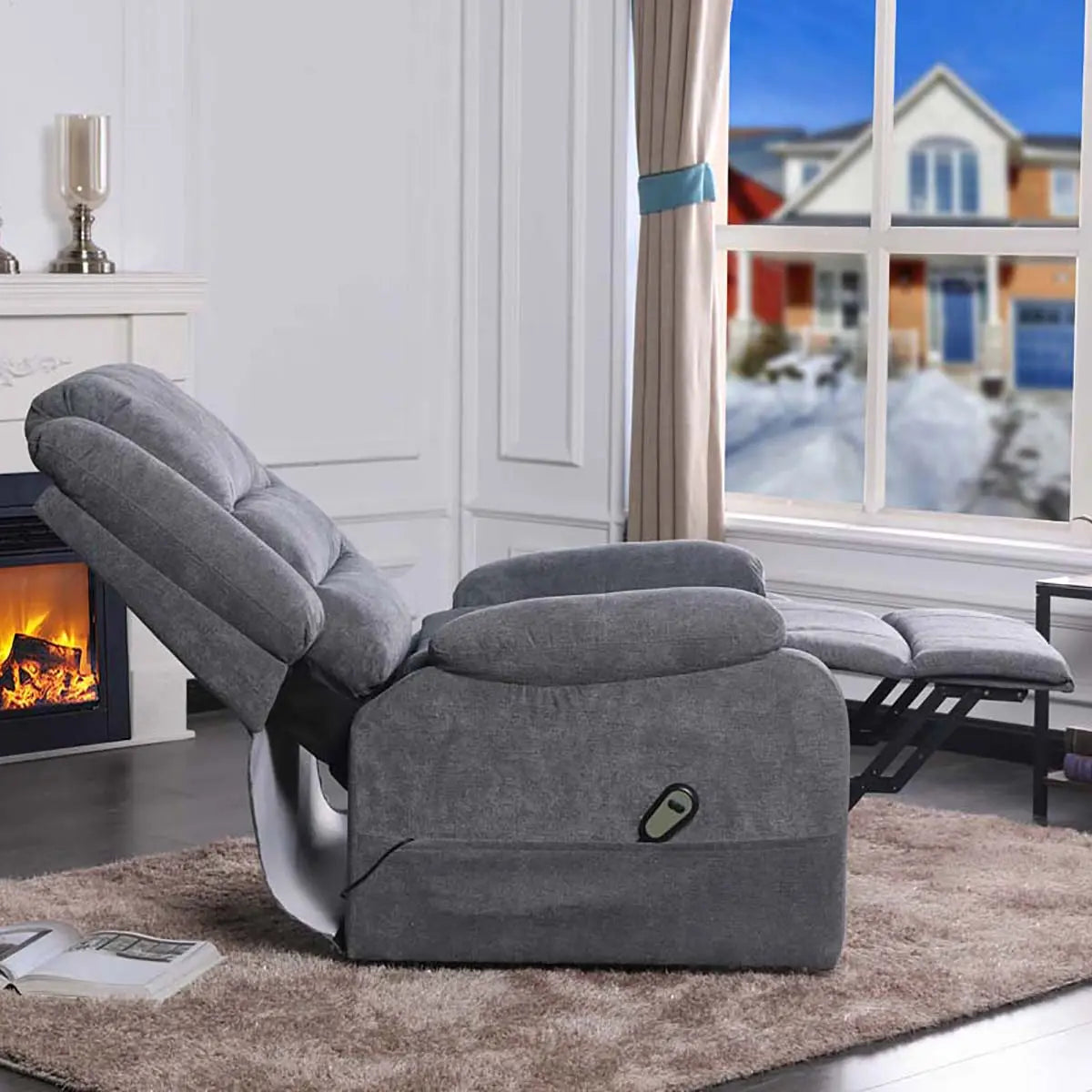 Titus Fabric Reclining Chair in Charcoal Titus