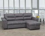 Titus Pull-Out Fabric Sectional Sofa Sleeper in Grey Titus