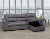 Titus Pull-Out Fabric Sectional Sofa Sleeper in Grey Titus