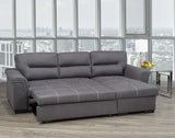 Titus Pull-Out Fabric Sectional Sofa Sleeper in Grey Titus