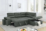 Titus Pull-Out Fabric Sectional Sofa Sleeper in Charcoal Titus