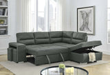 Titus Pull-Out Fabric Sectional Sofa Sleeper in Charcoal Titus