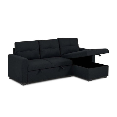 Titus Modern Pull-Out Fabric Sectional Sofa Bed in Black Titus