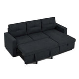 Titus Modern Pull-Out Fabric Sectional Sofa Bed in Black Titus