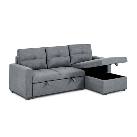 Titus Modern Pull-Out Fabric Sectional Sofa Bed in Grey Titus