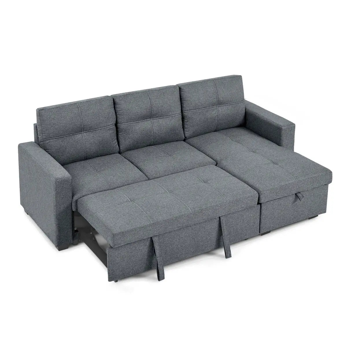 Titus Modern Pull-Out Fabric Sectional Sofa Bed in Grey Titus