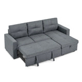 Titus Modern Pull-Out Fabric Sectional Sofa Bed in Grey Titus