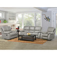 Titus Timeless 3pc Leather Reclining Sofa Set in Light Grey Titus