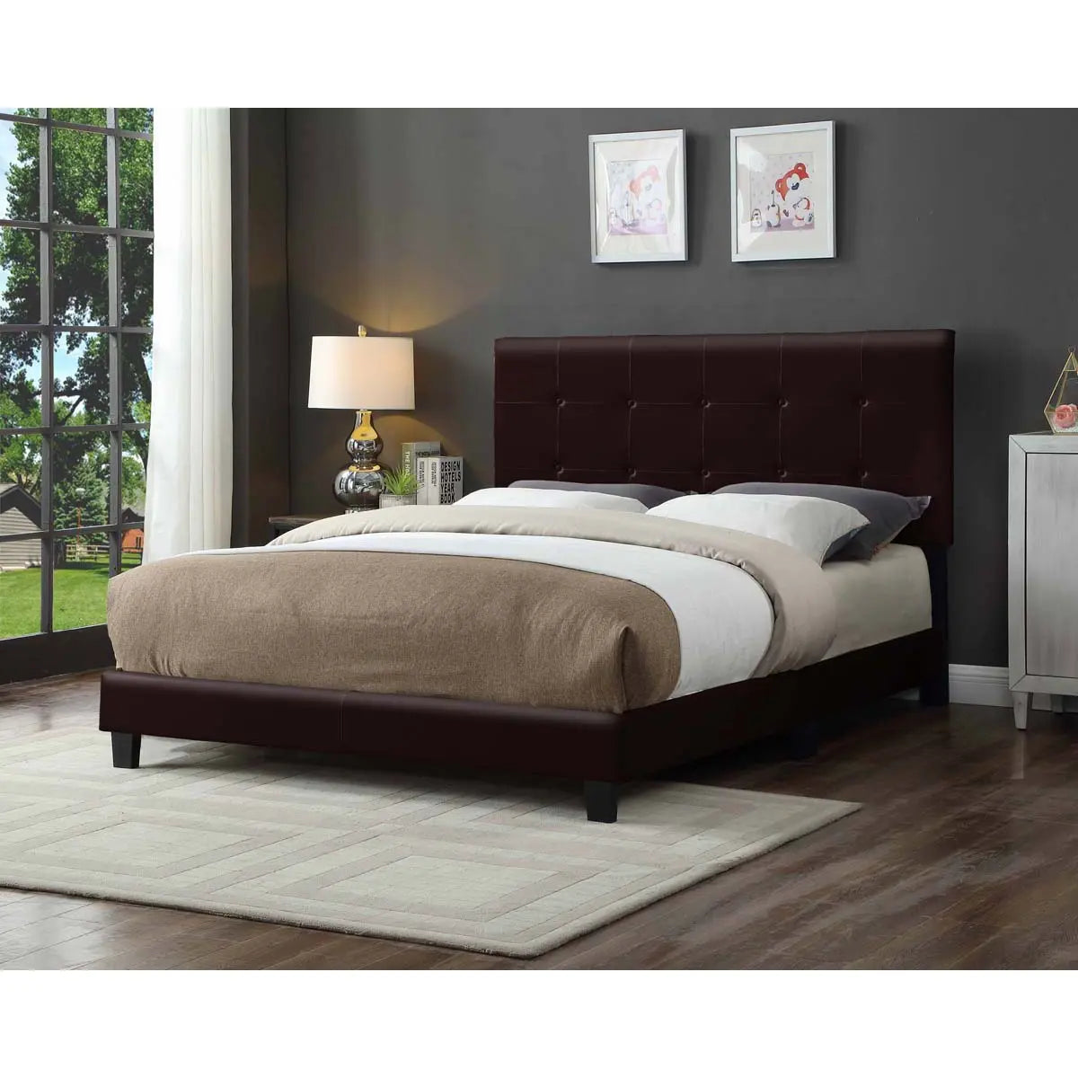 Titus Campbell Bonded Leather Upholstered Bed Titus