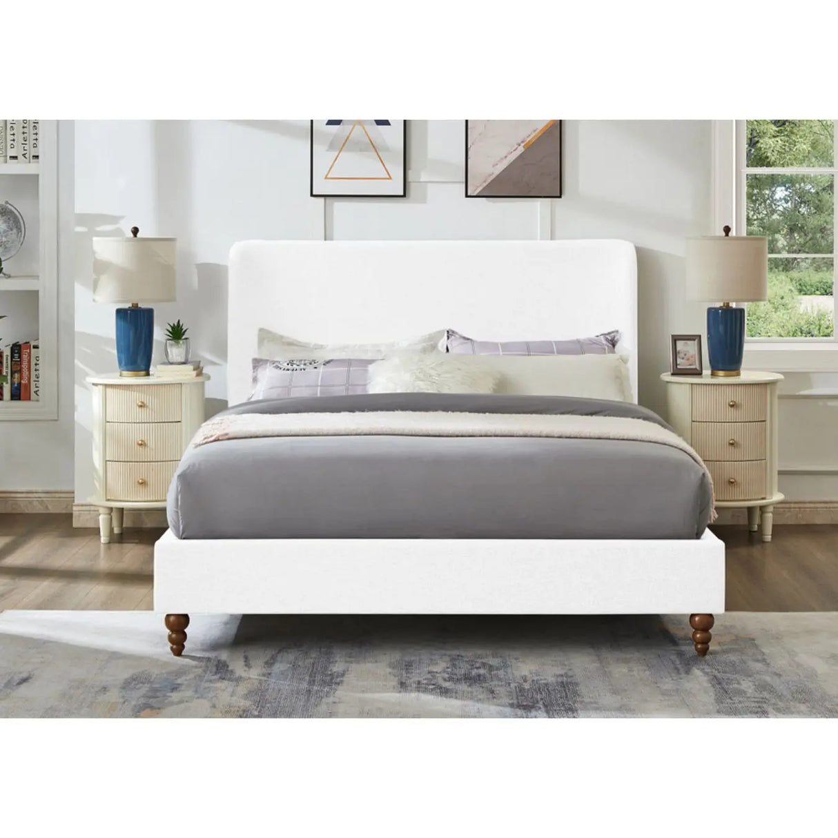 Platform Bed in White T2196 Titus