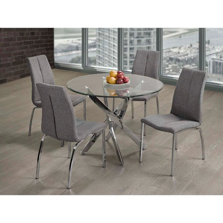 Titus Posh 5pc Glass Dining Set in Grey/Chrome Titus