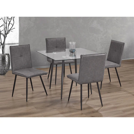 Titus Grand 5pc Glass Dining Set in Grey Titus