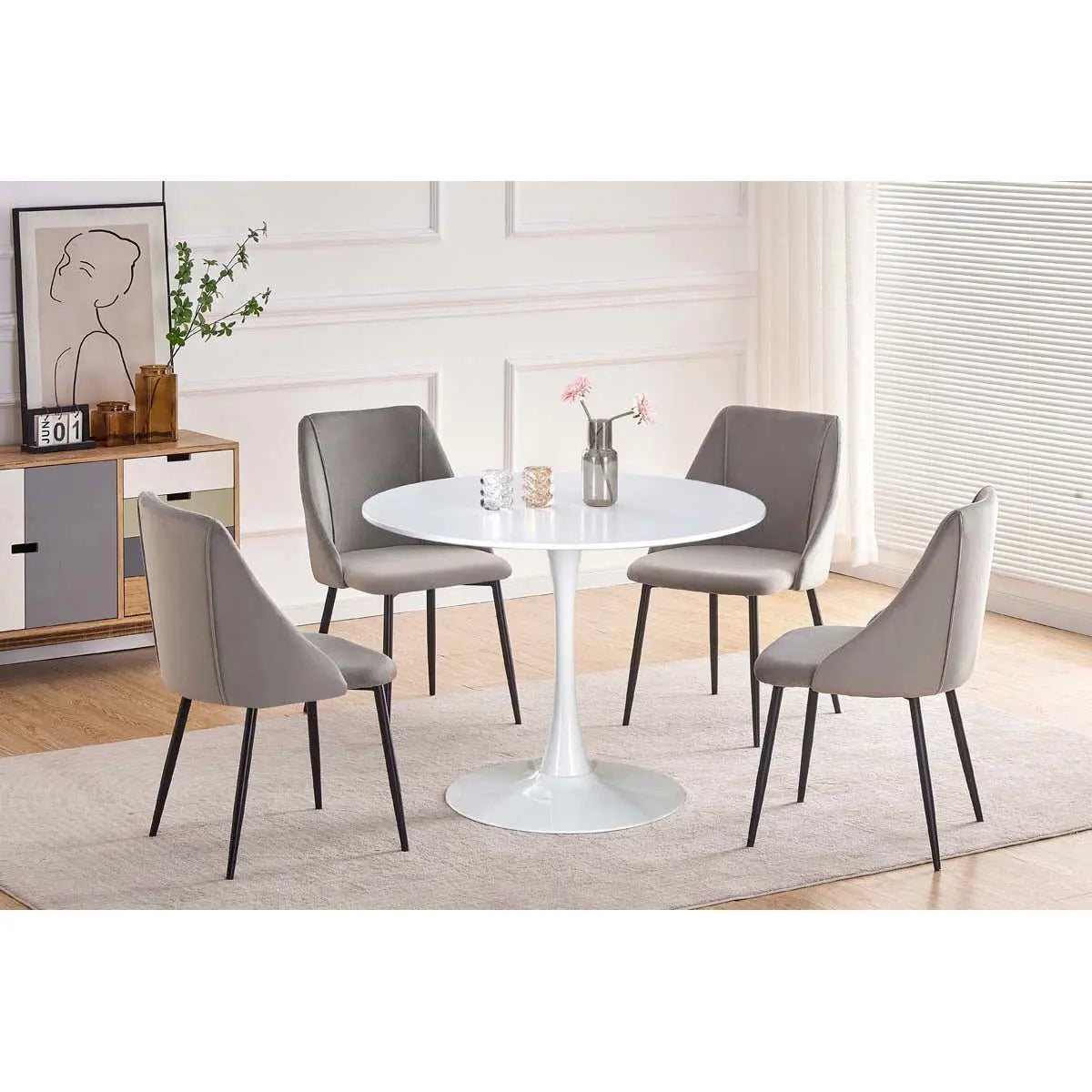 Titus Glam 5pc Wood Dining Set Titus