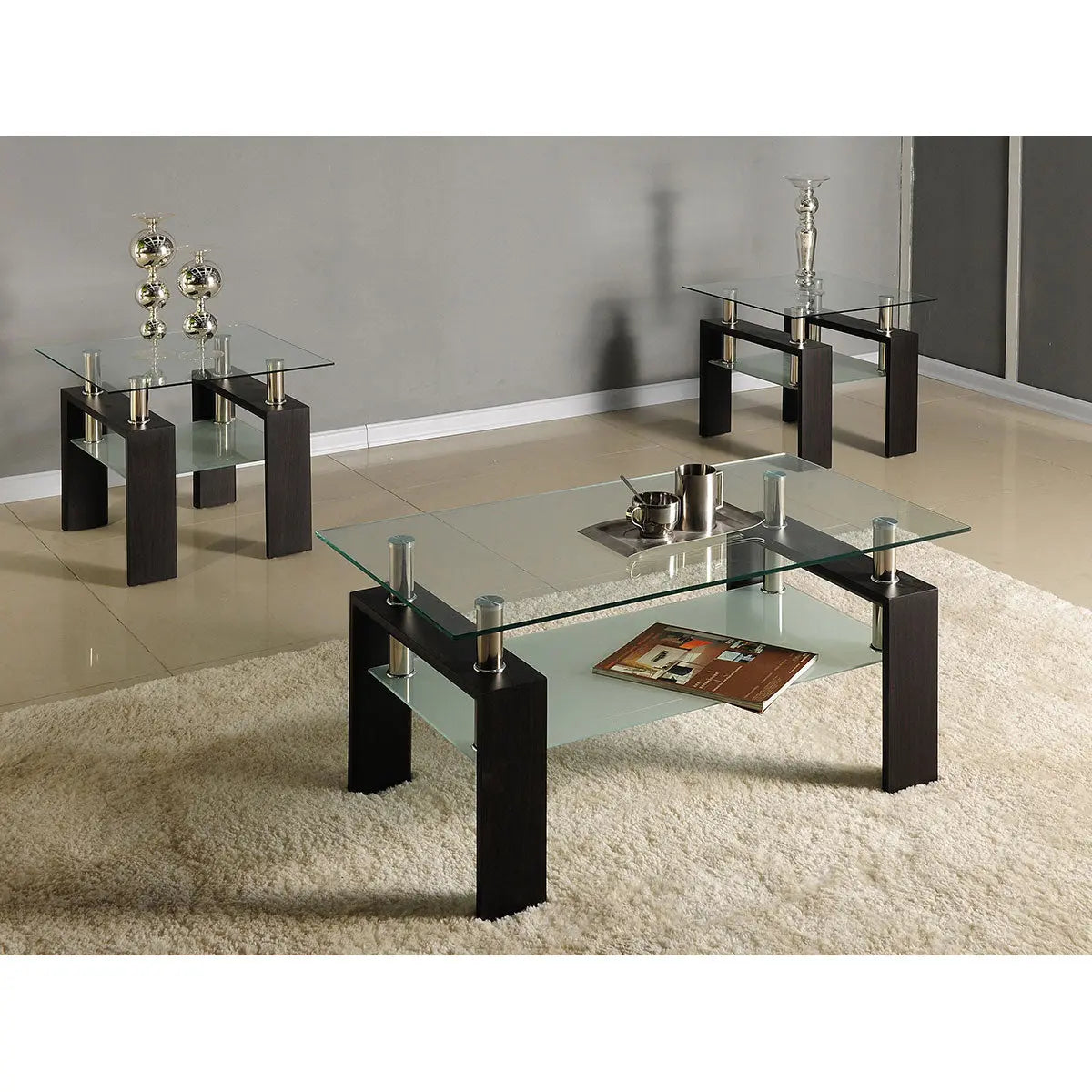 Titus Glass Coffee Table Set T5001 Titus