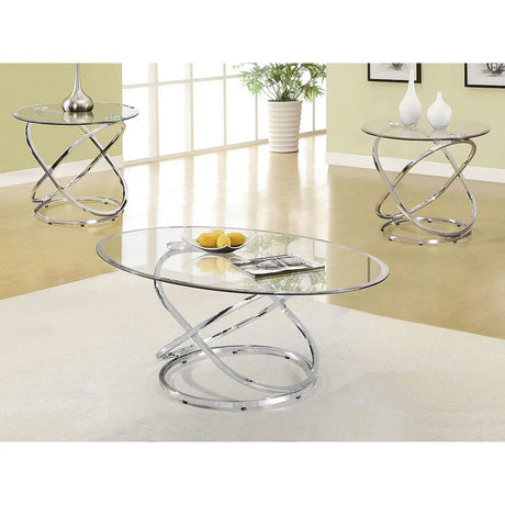 Titus 3-Piece Round Coffee Table Set in Chrome Titus