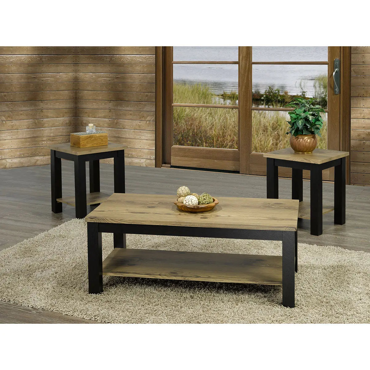 Echo 3pc Coffee Table Set in Espresso Titus