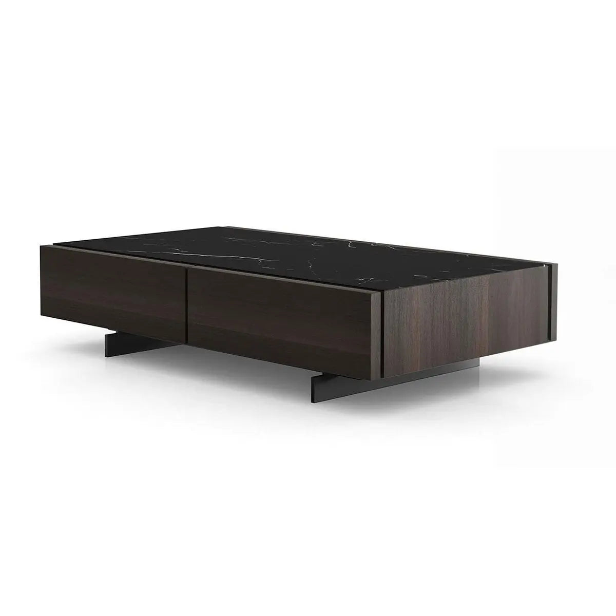 Titus Black Marble Storage Coffee Table Titus