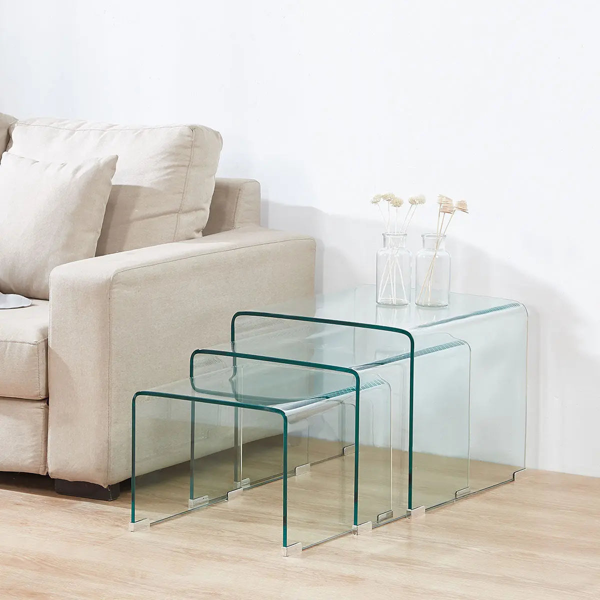 Titus Glass Nesting Coffee Table Set Titus