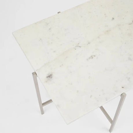 IDA White Marble Coffee Table - Silver - Xcella