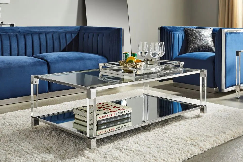 Truman Acrylic Coffee Table - Silver - Xcella