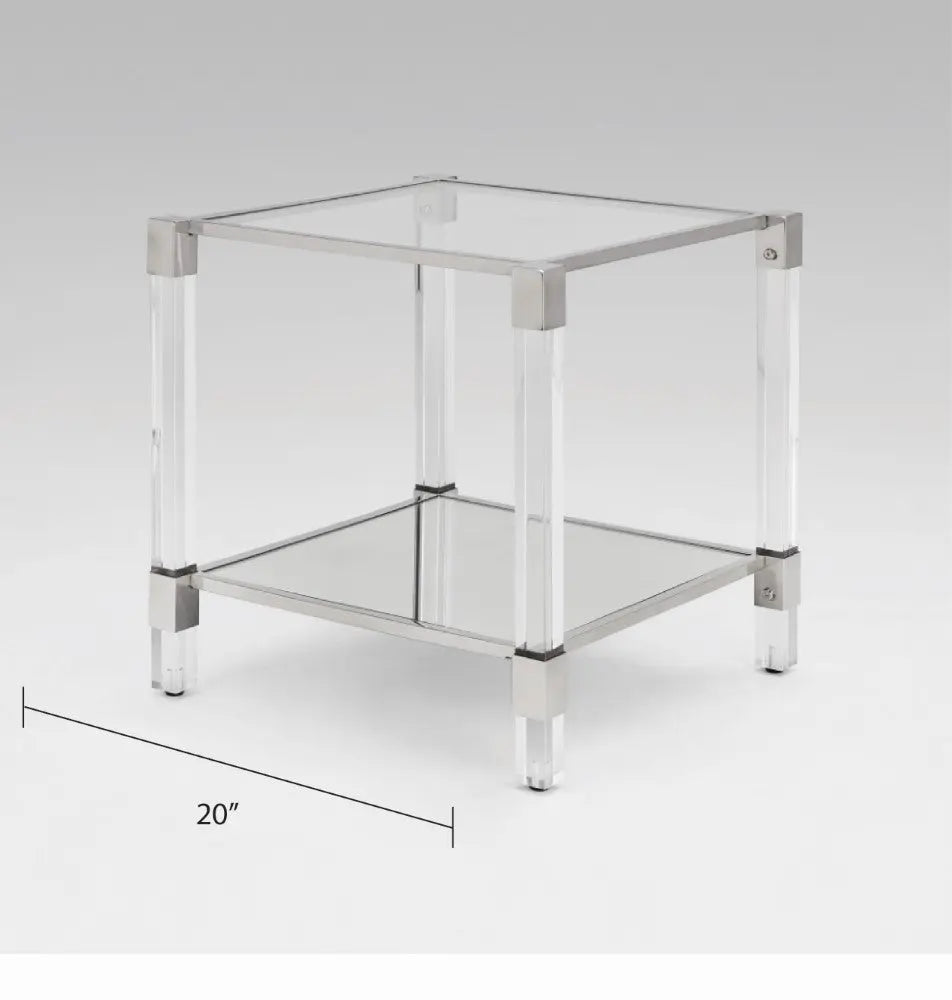 DUDLEY Acrylic End Table - Silver - Complete Home Furnish