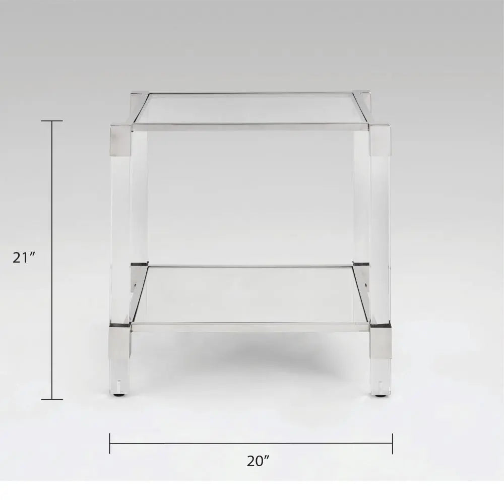 DUDLEY Acrylic End Table - Silver - Complete Home Furnish