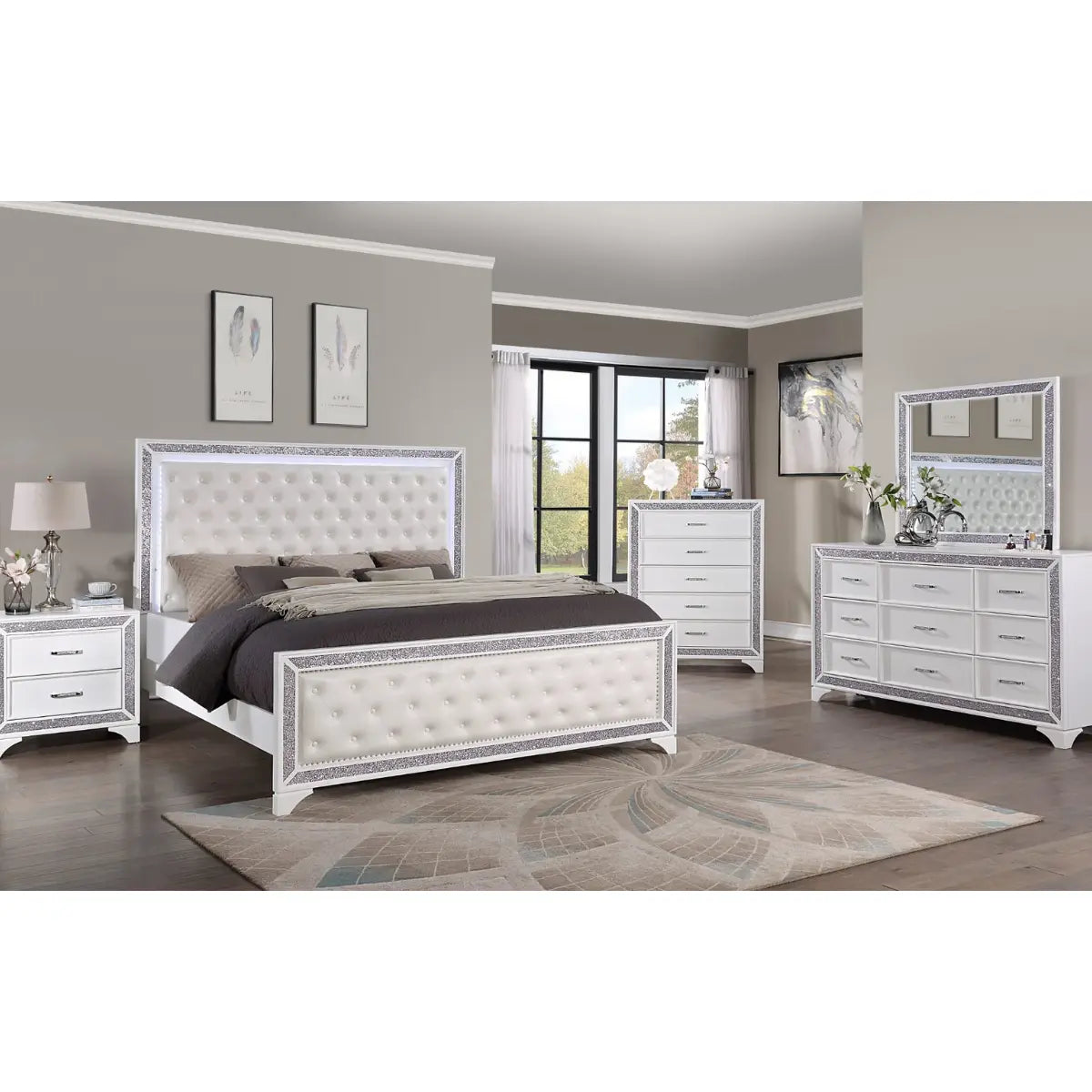 Glam LED Bedroom Set Complete Home Furnish