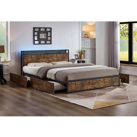 5930 Wood and Metal Platform Bed IF