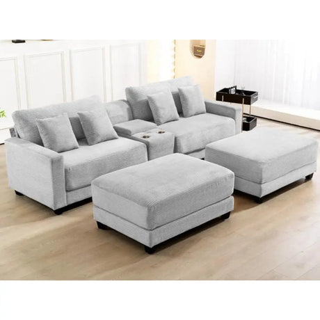 Harvy Modern Loveseat with Ottomans Little Spills