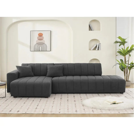 Swiss Modern Sectional in Dark Grey Little Spills