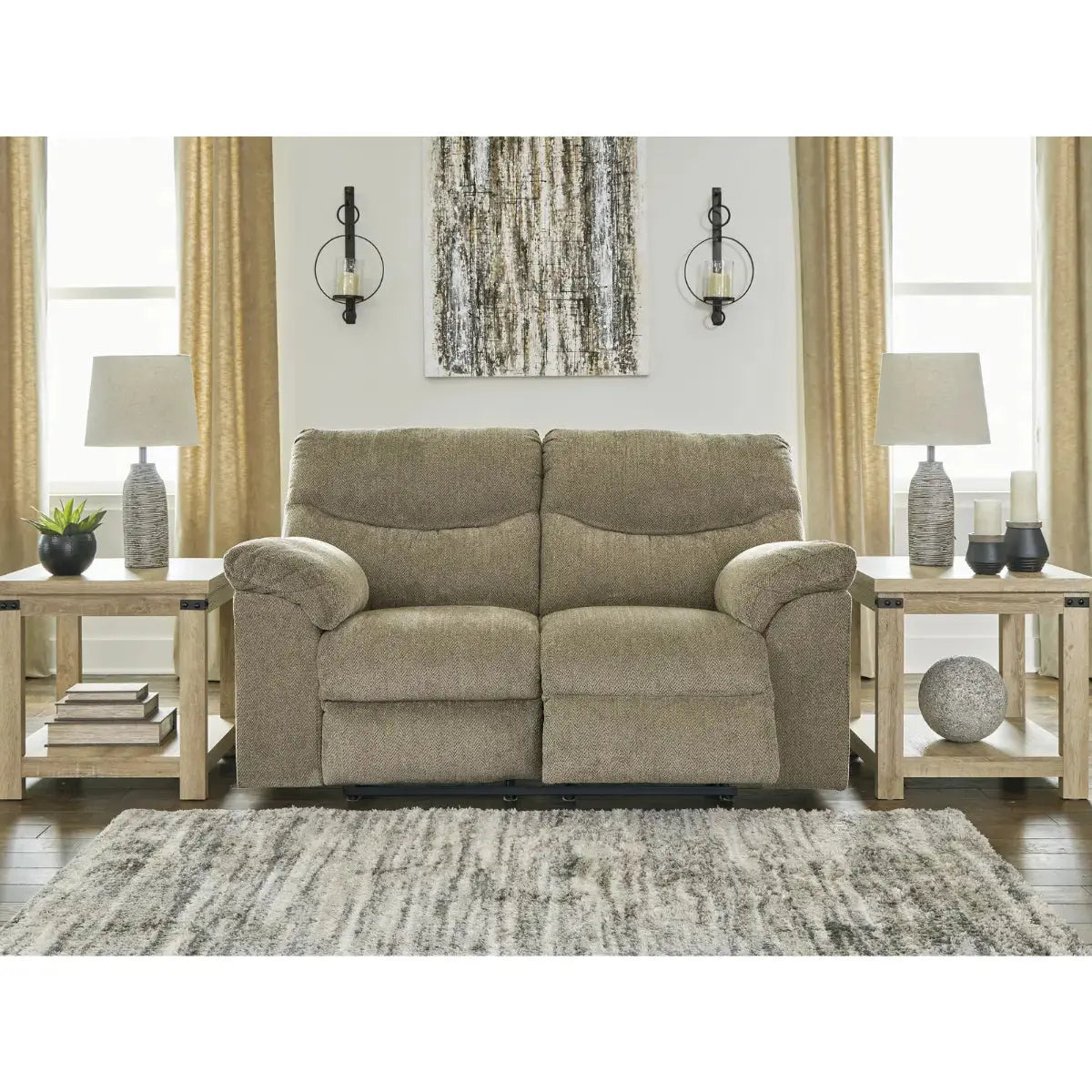 Ashley Alphons Reclining Sofa Set in Briar Signature Design by Ashley