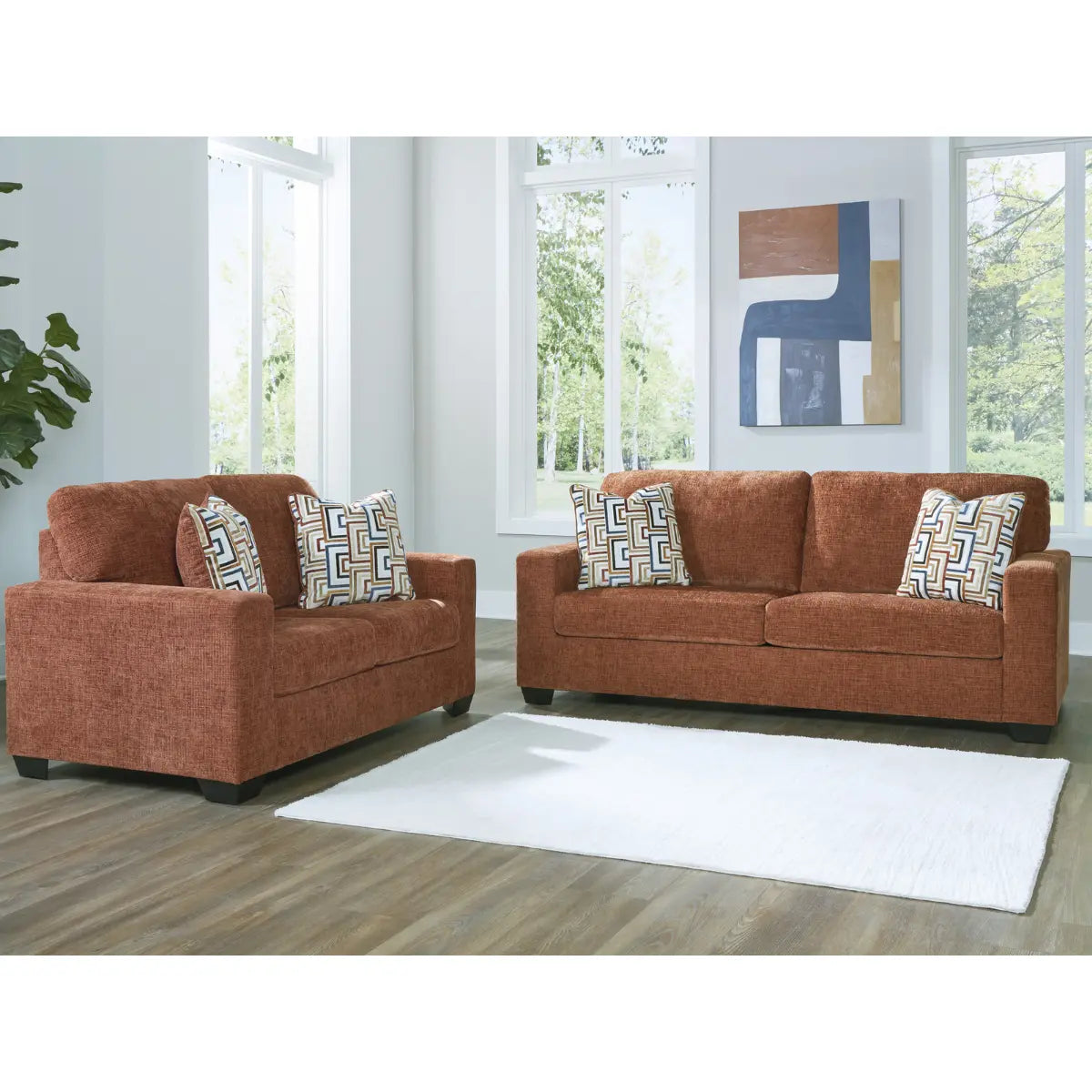 Ashley Aviemore Sofa Set in Rust Signature Design by Ashley