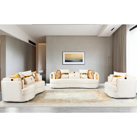 Bavaro Modern Sofa Set in Cream Galaxy