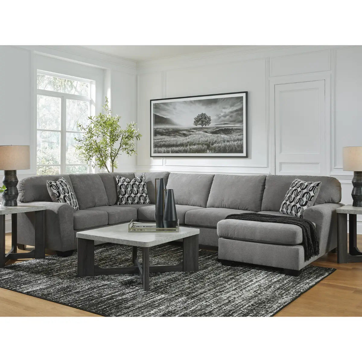 Ashley Birkdale Sectional with RHF Chaise in Grey Signature Design by Ashley