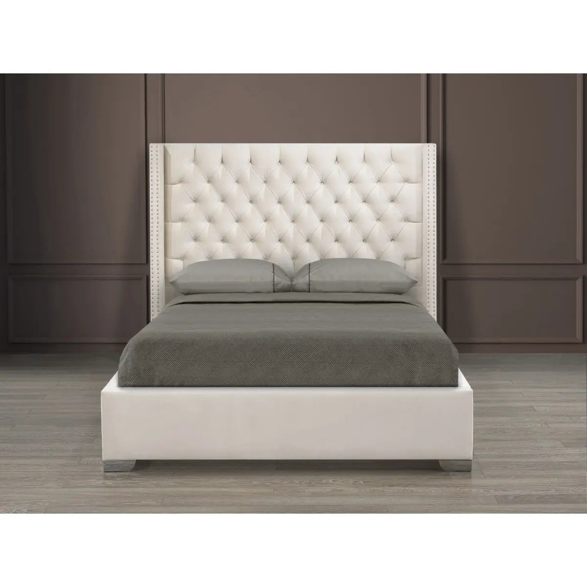 Messina Platform Bed in Beige Brassex