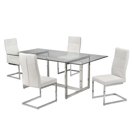 Braxton 5-Piece Dining Set in White Brassex