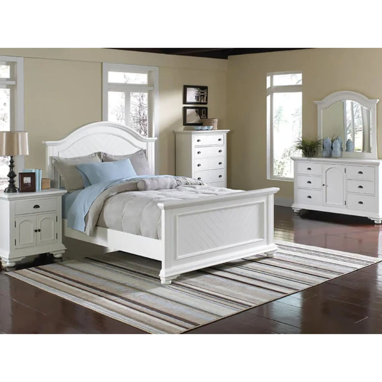 Brooke Bedroom Set in White Complete Home Furnish