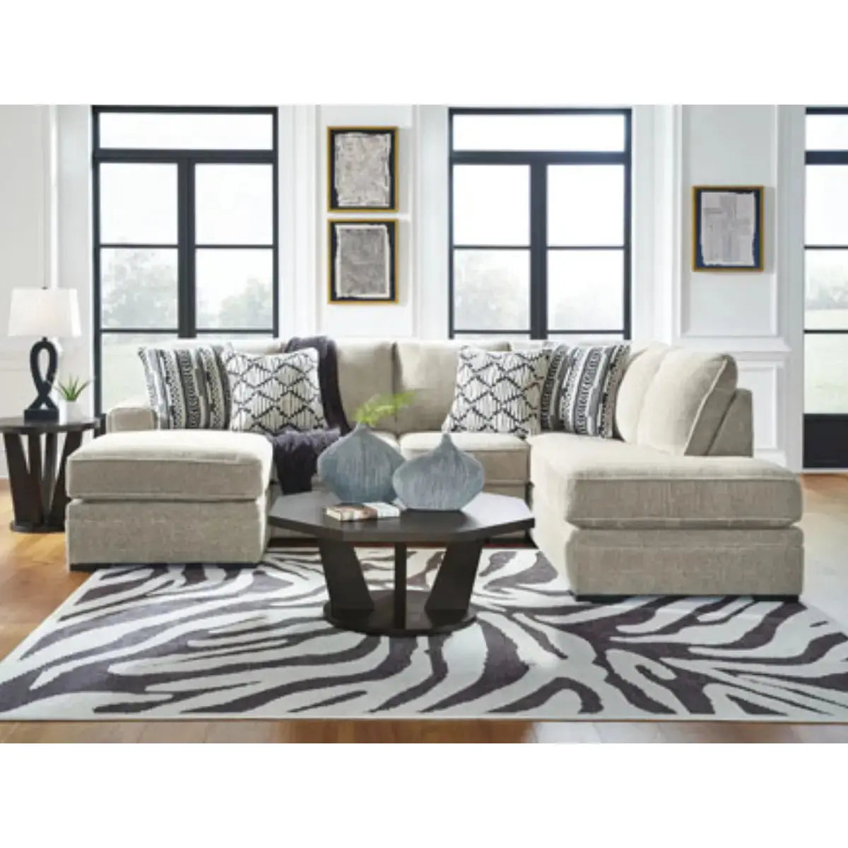 Ashley Calnita Sectional with LHF Chaise in Sisal Signature Design by Ashley