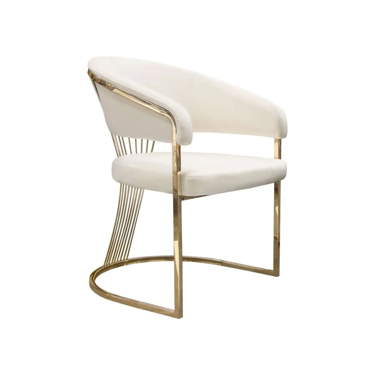 Modern Velvet Accent Chair in Cream Galaxy