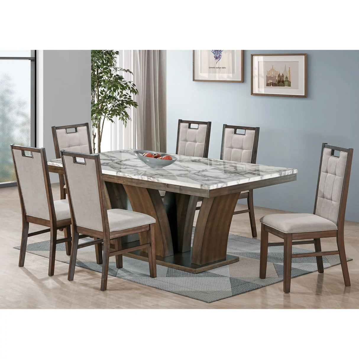 IF1620 Marble Look Dining Set I.F.Furniture