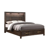 KENZO 6 pc Storaged Bedroom Set in Dark Walnut - Complete Home Furnish