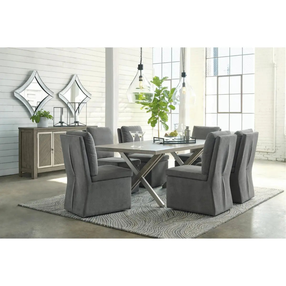 Ashley Krystanza Dining Set in Grey Signature Design by Ashley