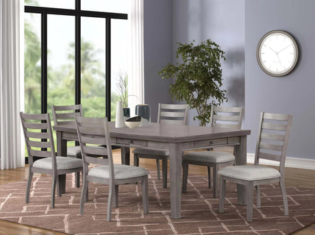 Lilly 7pc Wooden Dining Set in Gray Matrix Furniture