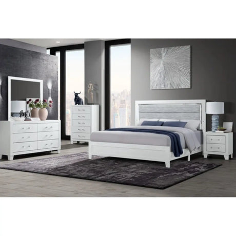 Luccia LED Bedroom Set in White Complete Home Furnish