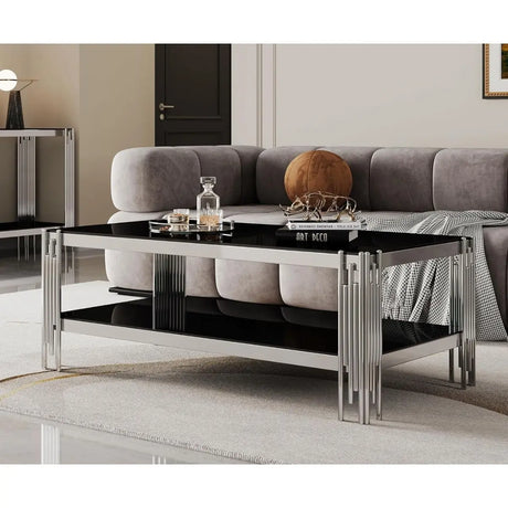 Midnight Black Glass Coffee Table Complete Home Furnish