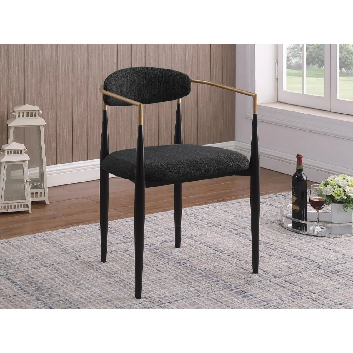 Mykos Dining Chair Set in Black Brassex