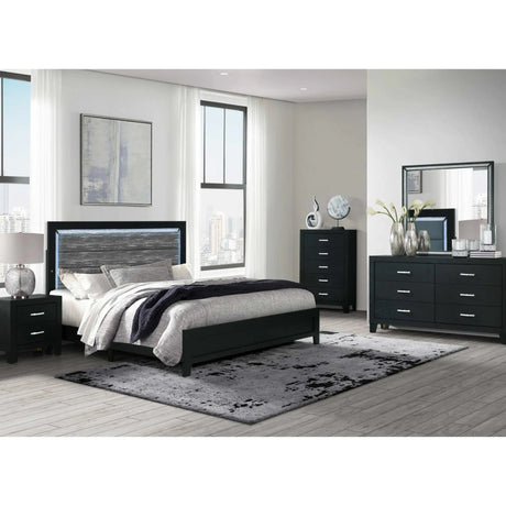 Reid LED Bedroom Set in Black Complete Home Furnish