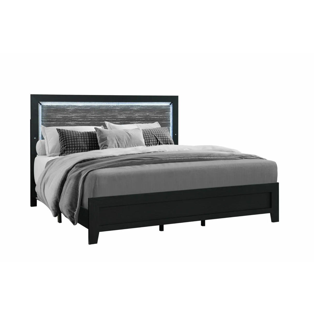 Reid LED Bedroom Set in Black Complete Home Furnish